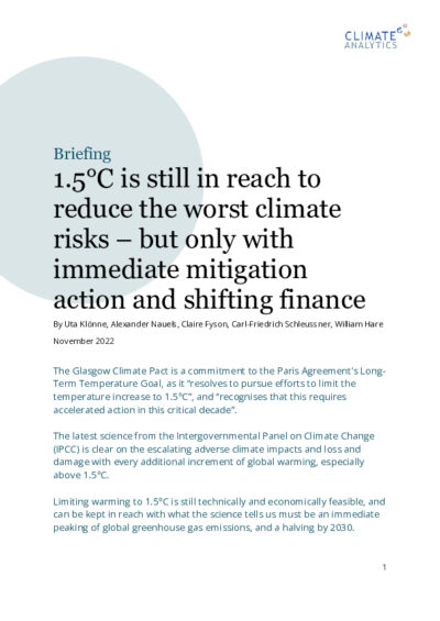 1.5°C is still in reach to reduce the worst climate risks – but only with immediate mitigation action and shifting finance