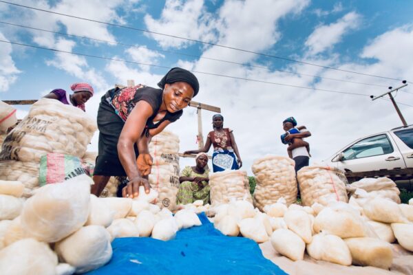 Women sell fufu at market in Abuja, Nigeria. ©IFPRI/Milo Mitchell, Flickr (CC BY-NC-ND 2.0 DEED)