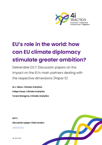 EU’s role in the world: how can EU climate diplomacy stimulate greater ambition?