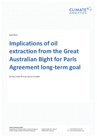 Implications of oil extraction from the Great Australian Bight for Paris Agreement long-term goal