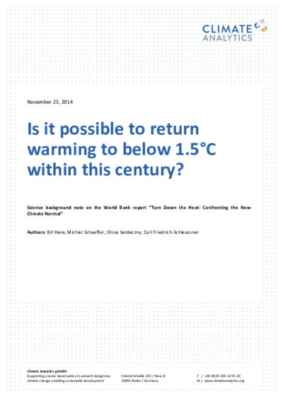 Is it possible to return warming to below 1.5°C within this century?