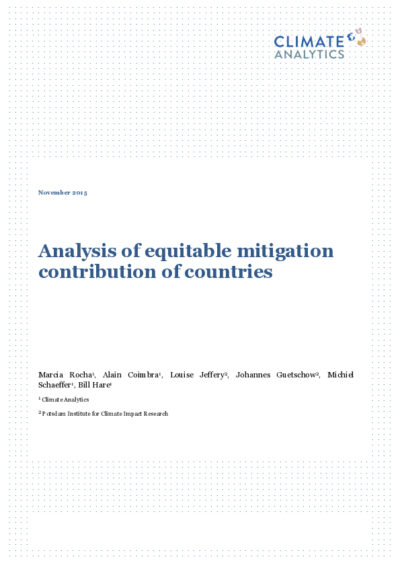 Analysis of equitable mitigationcontribution of countries