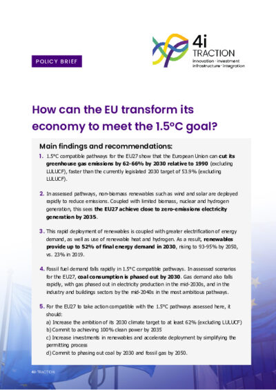 How can the EU transform its economy to meet the 1.5°C goal?