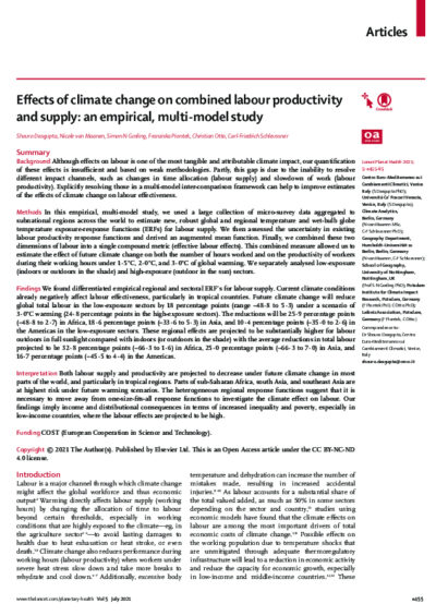 Effects of climate change on combined labour productivity and supply: an empirical, multi-model study
