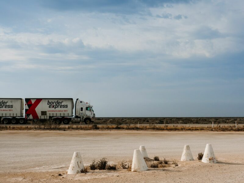 Road train heading across the Nullarbor, Australia