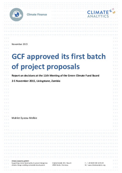 The Green Climate Fund approved its first batch of project proposals