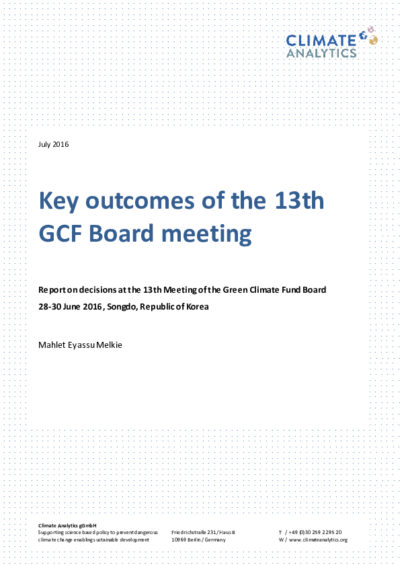 Key outcomes of the 13th GCF Board meeting
