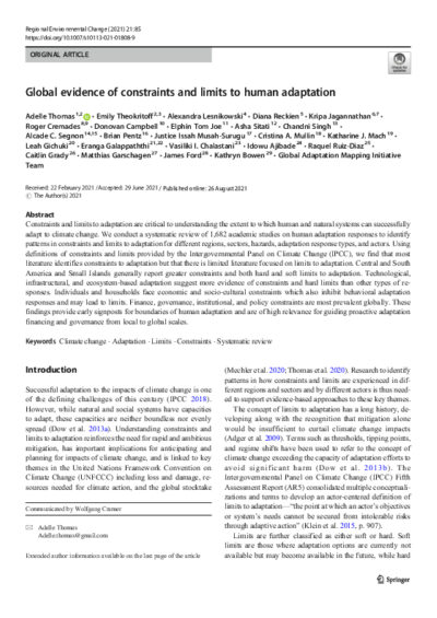 Global evidence of constraints and limits to human adaptation
