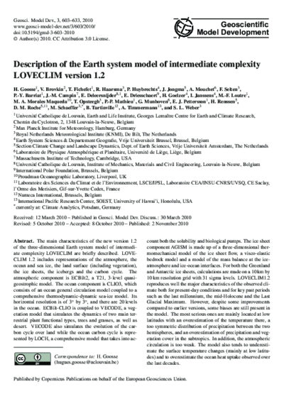 Description of the Earth system model of intermediate complexity LOVECLIM version 1.2