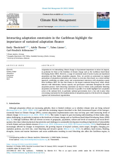 Interacting adaptation constraints in the Caribbean highlight the importance of sustained adaptation finance