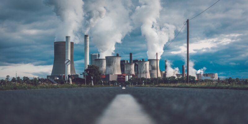 Road towards coal power plant in Niederausse, Germany