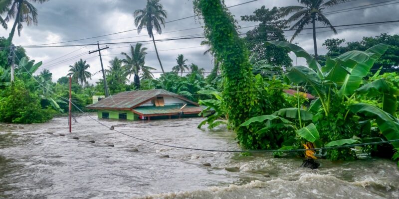 Flooding during a heavy monsoon in the Philippines in July 2021
