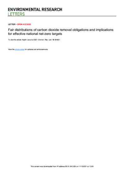 Fair distributions of carbon dioxide removal obligations and implications for effective national net-zero targets