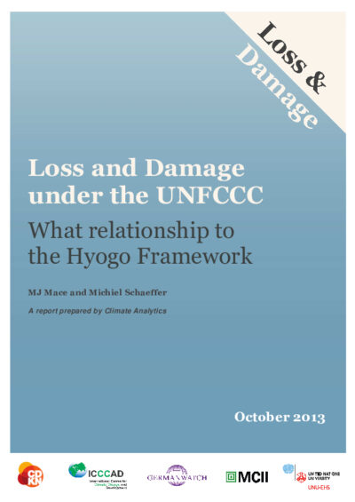 Loss and Damage in the UNFCCC: what relationship to the Hyogo Framework?