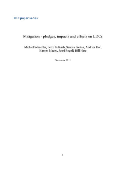 Mitigation, pledges, impacts and effects on Least Developed Countries