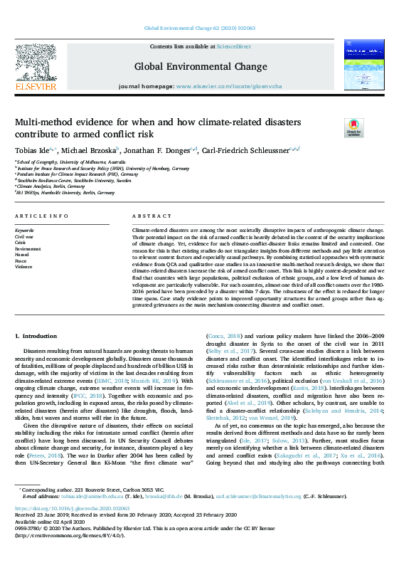 Multi-method evidence for when and how climate-related disasters contribute to armed conflict risk