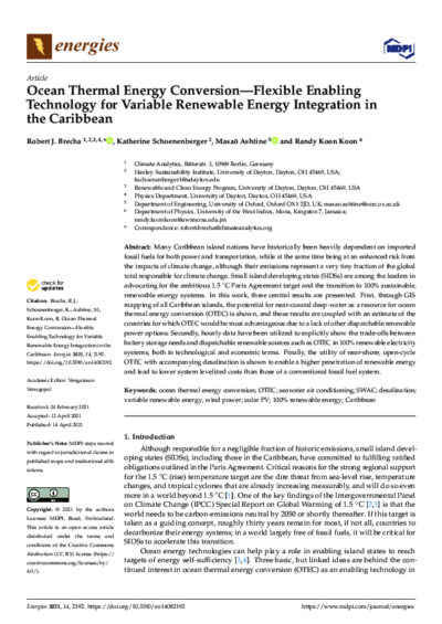 Ocean Thermal Energy Conversion — Flexible Enabling Technology for Variable Renewable Energy Integration in the Caribbean