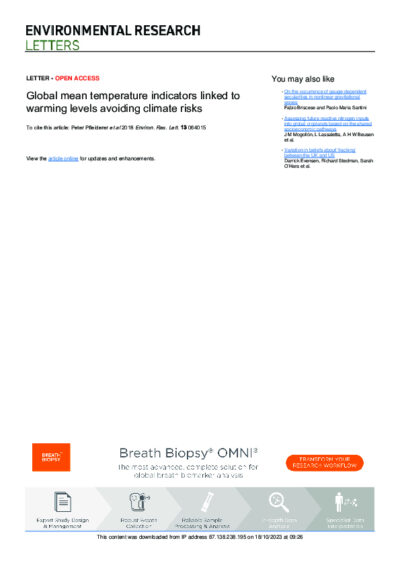 Global mean temperature indicators linked to warming levels avoiding climate risks