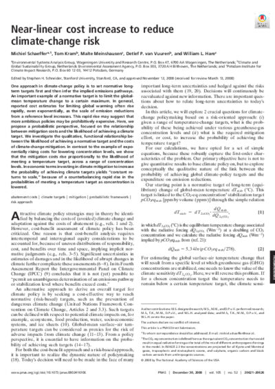 Near-linear cost increase to reduce climate-change risk