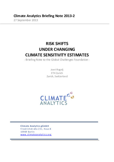 Risk shifts under changing climate sensitivity estimates