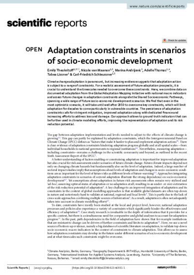 Adaptation constraints in scenarios of socio-economic development