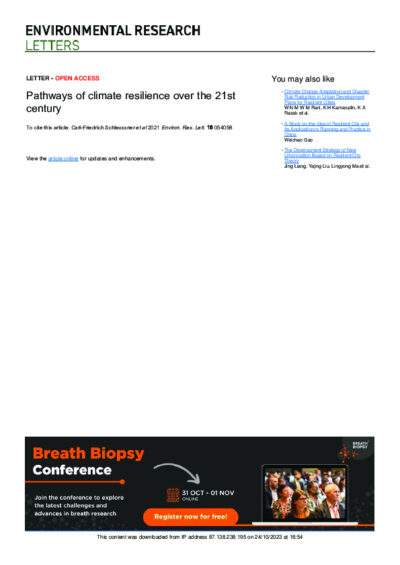 Pathways of climate resilience over the 21st century