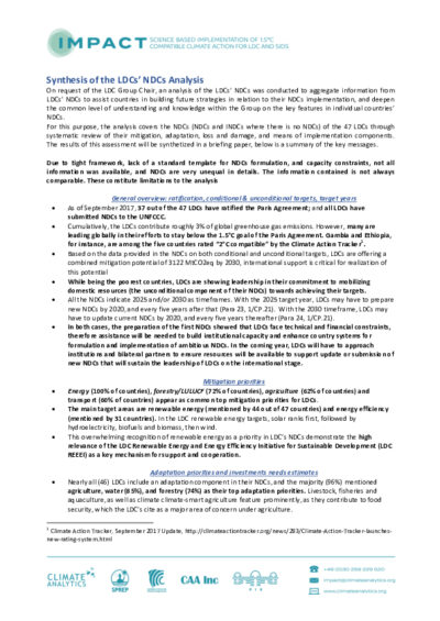 Synthesis of the Least Developed Countries' NDCs