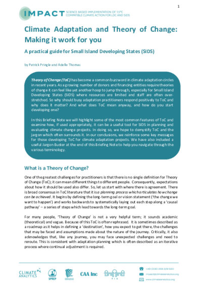 Climate Adaptation and Theory of Change: Making it work for you