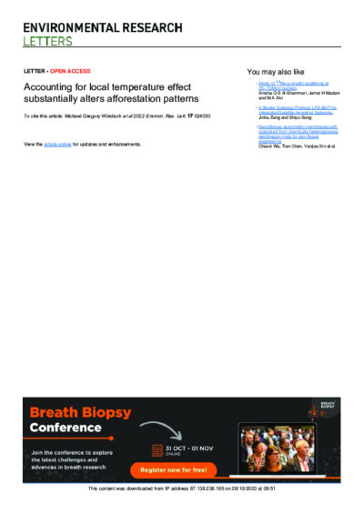 Accounting for local temperature effect substantially alters afforestation patterns
