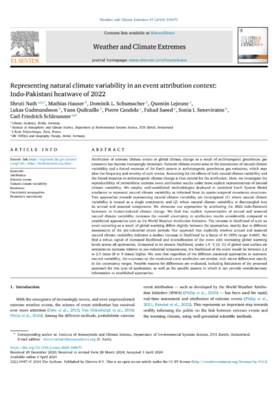 Representing natural climate variability in an event attribution context: Indo-Pakistani heatwave of 2022