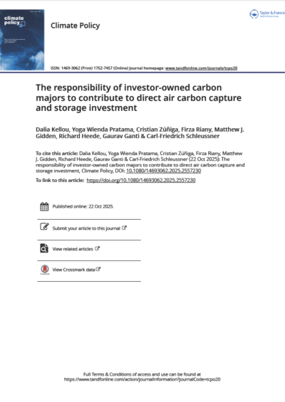 The responsibility of investor-owned carbon majors to contribute to direct air carbon capture and storage investment