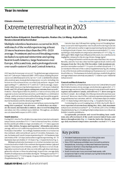 Extreme terrestrial heat in 2023