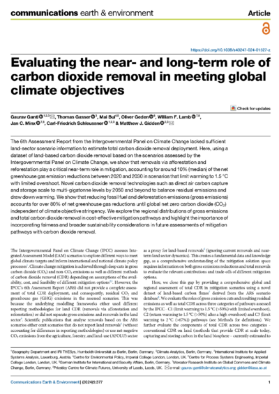 Evaluating the near and long-term role of carbon dioxide removal in meeting global climate objectives