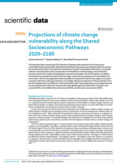 Projections of climate change vulnerability along the Shared Socioeconomic Pathways 2020–2100